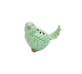 Pássaro Decorativo Lyor De Cerâmica Amazon Verde Escuro 4177