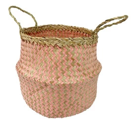 Cesta Redonda L'Hermitage Em Fibra Natural Com Alça 29X22