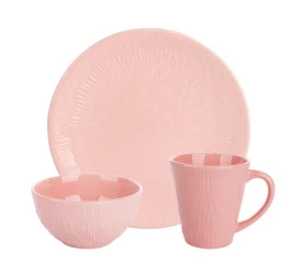 Jogo Café L'Hermitage Melanie Em Porcelana 3Pçs Rosa 