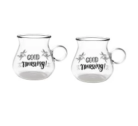 Jogo De Xicaras Dynasty Coffee Time Vidro 2Pçs 350Ml