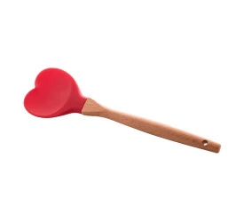 COLHER DE SILICONE LYOR C/CABO DE BAMBU HEART VERMELHO 1483
