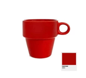 Xícara Para Chá Lyor Cerâmica Empilhável Vermelha 210ml