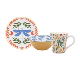 Conjunto Para Lanche Oxford 3 Peças Libélula 