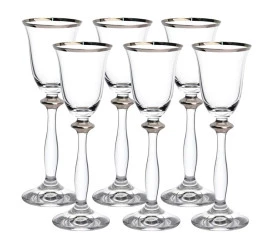 Jogo De 6 Taças Para Licor Ângela Platinum Rim 60Ml 