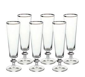 Jogo De 6 Taças Para Champanhe Bella Em Cristal 205Ml