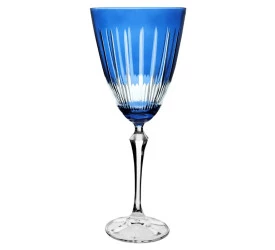 Taça Para Vinho Tinto Elizabeth Lapidada Azul 250Ml 