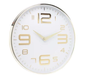 Relógio De Parede Lyor Em Plástico Branco C/Dourado - 2750