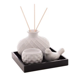 Conjunto Difusor Lyor Cerâmica Branco 14x9,5Cm 