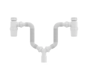 Tubo Extensível Duplo C/Copo Sifonado P/Coz. Bco Censi 7176