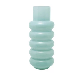 Vaso de Vidro Wolff Gomos Menta 15cmx15cmx35cm