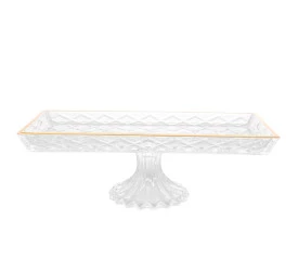 Travessa Lyor de Cristal C/ Pé e Fio de Ouro Deli Diamond 