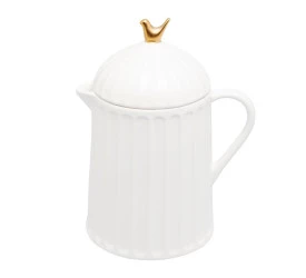  Bule Wolff de Cerâmica Colibri Com Tampa Branco 600ml 