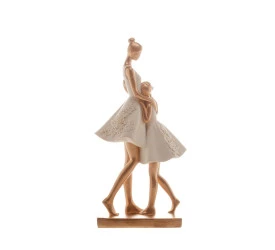 Figura Decorativa Wolff Resina Família Branco 10x7x20cm