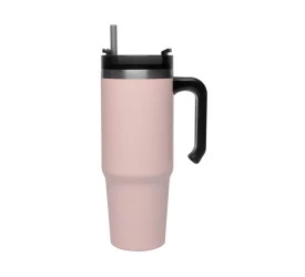 Caneca Wolff Térmica Parede Dupla C/ Canudo Rosa 890ml