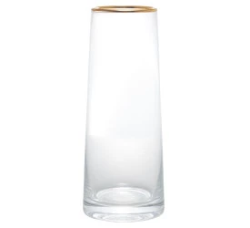 Vaso de Vidro Wolff Com Borda Dourada Liz 11x11x27cm 