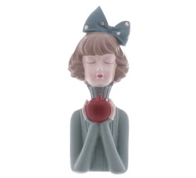 Figura Decorativa Wolff Resina Boneca C/maça 9,5x9,5x23cm