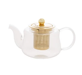 Chaleira Wolff Vidro C/infusor Dourado Inox 600ml 28859