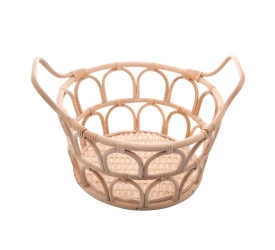 Cesto Wolff Decorativo de Rattan C/ Alça Nature 37x30x18,5cm