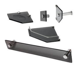 Kit Acessórios Vmex 5 Peças P/Banheiro Vidro e Inox Preto 
