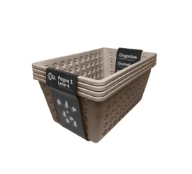 Kit Cesta Grande One Coza 4Und. Warm Gray 19,1x28,8x12,3Cm