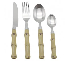 Faqueiro Bambu com peças em Aço Inox C/Cabo Estilo Bambu 23690