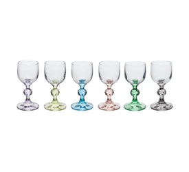 JOGO 6 TAÇAS P/LICOR CLAUDIA 58004 50ML CRISTAL COLORIDO 