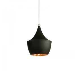 PENDENTE TASCHIBRA 60W 250V E-27 TD901 PRETO INTERIOR DOURADO