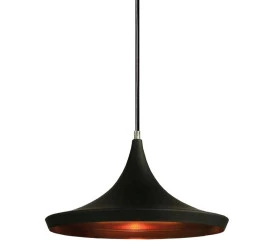PENDENTE TASCHIBRA 60W 250V E-27 TD900 PRETO INTERIOR DOURADO