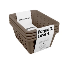 Kit Cesta Pequena One Coza 4 Und.Warm Gray 14,2x18,6x8,6Cm
