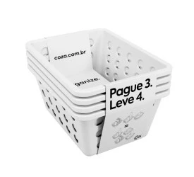 Kit Cesta Pequena One Coza 4 Und. Branco14,2x18,6x8,6Cm