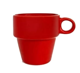 XICARA PARA CAFE LYOR CERAMICA EMPILHAVEL VERMELHA 90ML