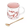 Caneca Wolff de Vidro C/ Tampa e Colher Sakura 500ml 