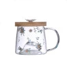 Caneca de Vidro Lyor Com Pires de Bambu Daisy 330ml