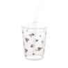 Copo de Vidro Lyor Com Tampa e Canudo Bee 360ml