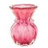 Vaso Wolff de Vidro Italy Rosa e Dourado 12cm x 16cm