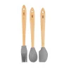 Conjunto Lyor 3 Utensílios Silicone C/ Cabo de Bambu Cinza