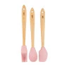 Conjunto Lyor 3 Utensilios Silicone Com Cabo de Bambu Rosa