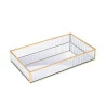 Bandeja de Metal Lyor C/ Espelho Dourada 15x25x4cm