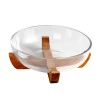 Bowl Fracalanza Wooden Em Vidro Com Base de Acácia 21x7,5cm