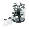 Conjunto 12 Potes Wolff Vidro e Base Giratória Preta