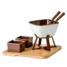 Aparelho Fondue Com Base Em Bambu 8 Peças Cor Branca