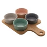 Conjunto Petisqueira Com Bandeja Lyor De Bambu E 4 Peças