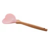 Colher De Silicone Lyor C/Cabo De Bambu Heart Rosa 