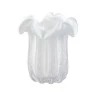 Vaso De Vidro Tipo Murano Branco Leitoso Veneza 16Cm X 16Cm