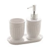 Conjunto Banheiro3 Pçs Lyor Greece Cerâmica Branco/Prata