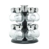 Conjunto 12 Potes Wolff Vidro e Base Giratória Preta