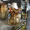 Vaso De Vidro Trouxinha Tipo Murano Âmbar Veneza 11X11X11,5