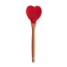Colher De Silicone Lyor C/Cabo De Bambu Heart Vermelho 
