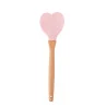Colher De Silicone Lyor C/Cabo De Bambu Heart Rosa 