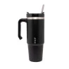 Caneca Térmica Wolff Parede Dp C/ Base e Canudo Preta 890ml
